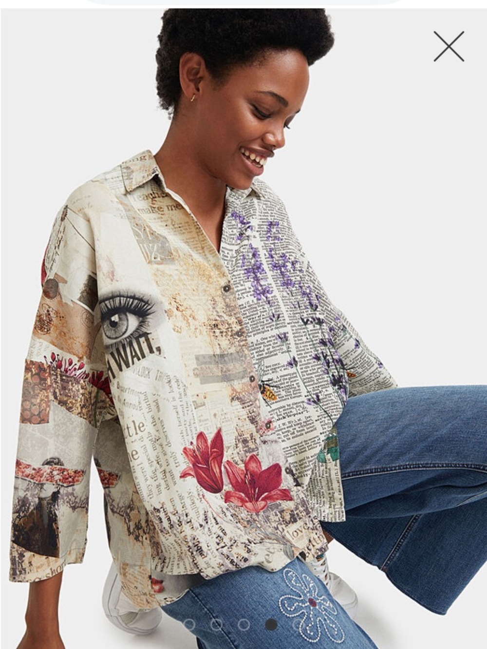 Desigual The New York Oversized Floral Print Shirt Large - Picture 2 of 5